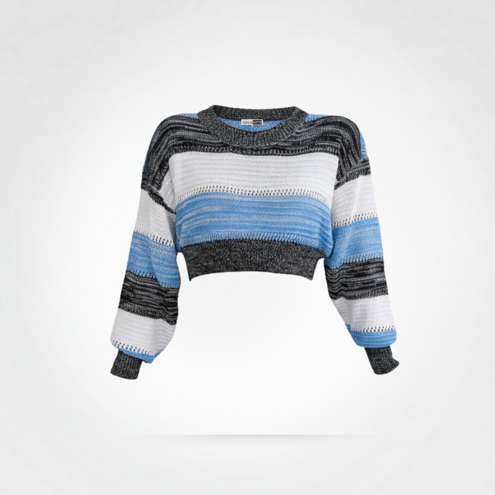 Cozy Striped Crop Knit Sky blue