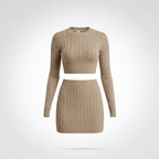 Cameo Sweater & Skirt Set Khaki
