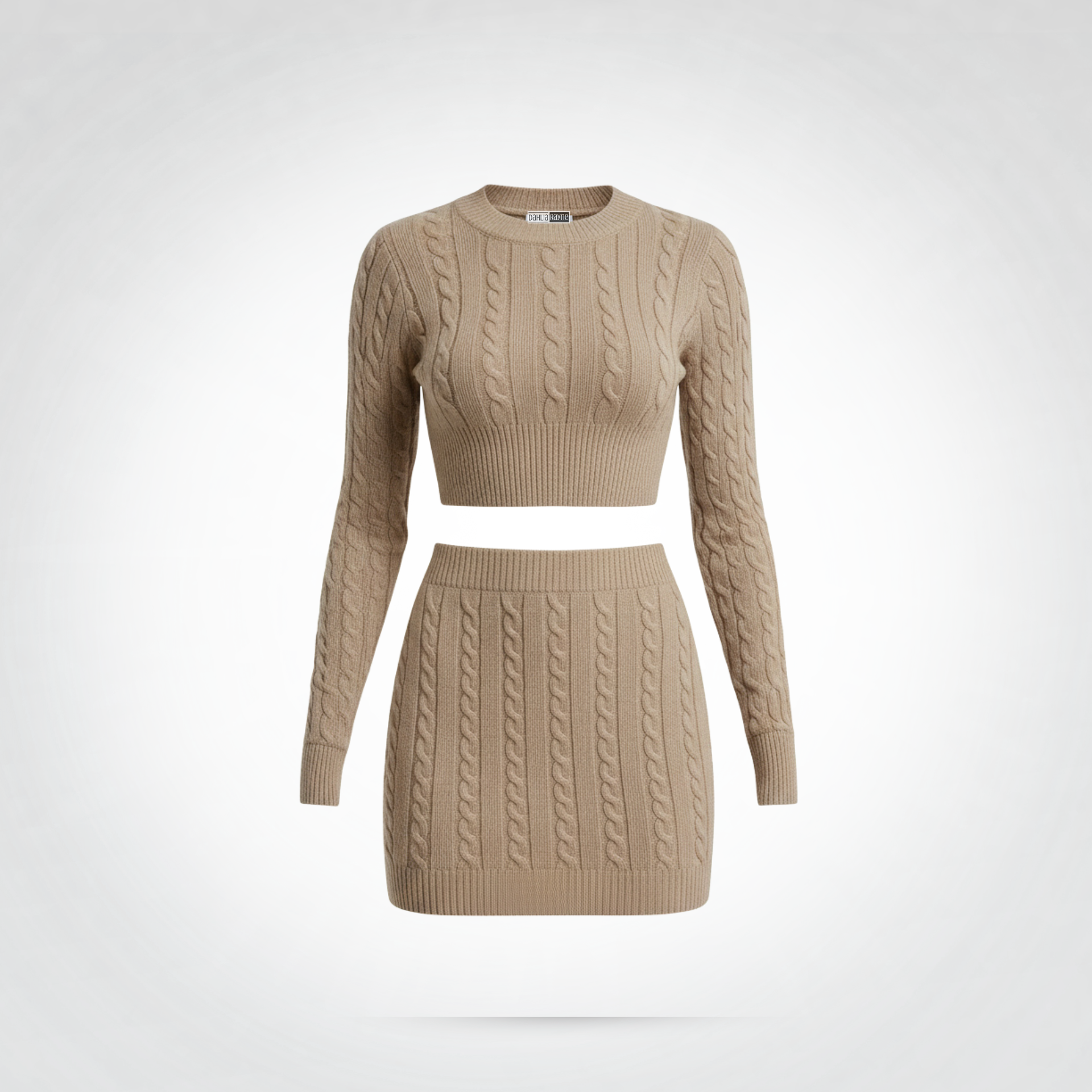 Cameo Sweater & Skirt Set Khaki