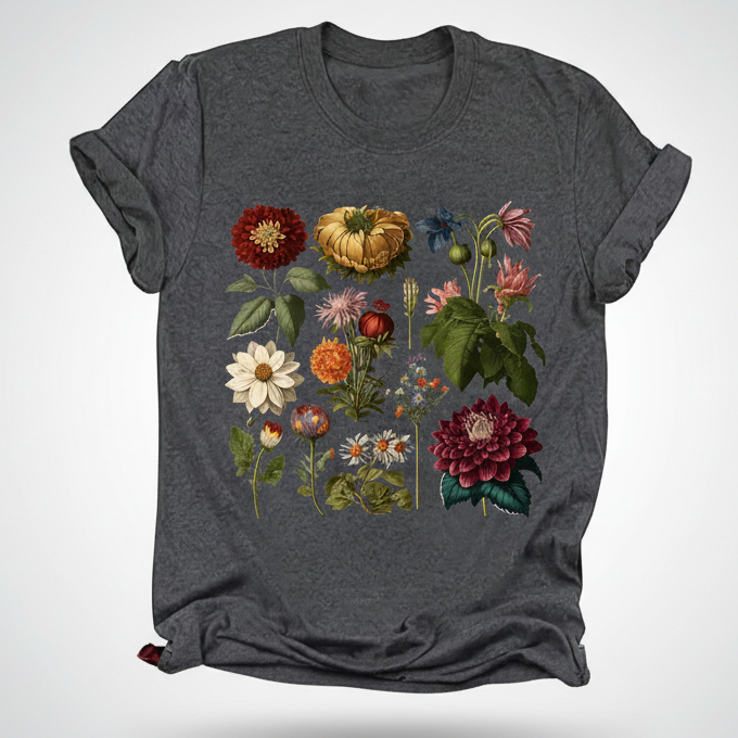 Floral T-shirt Gray