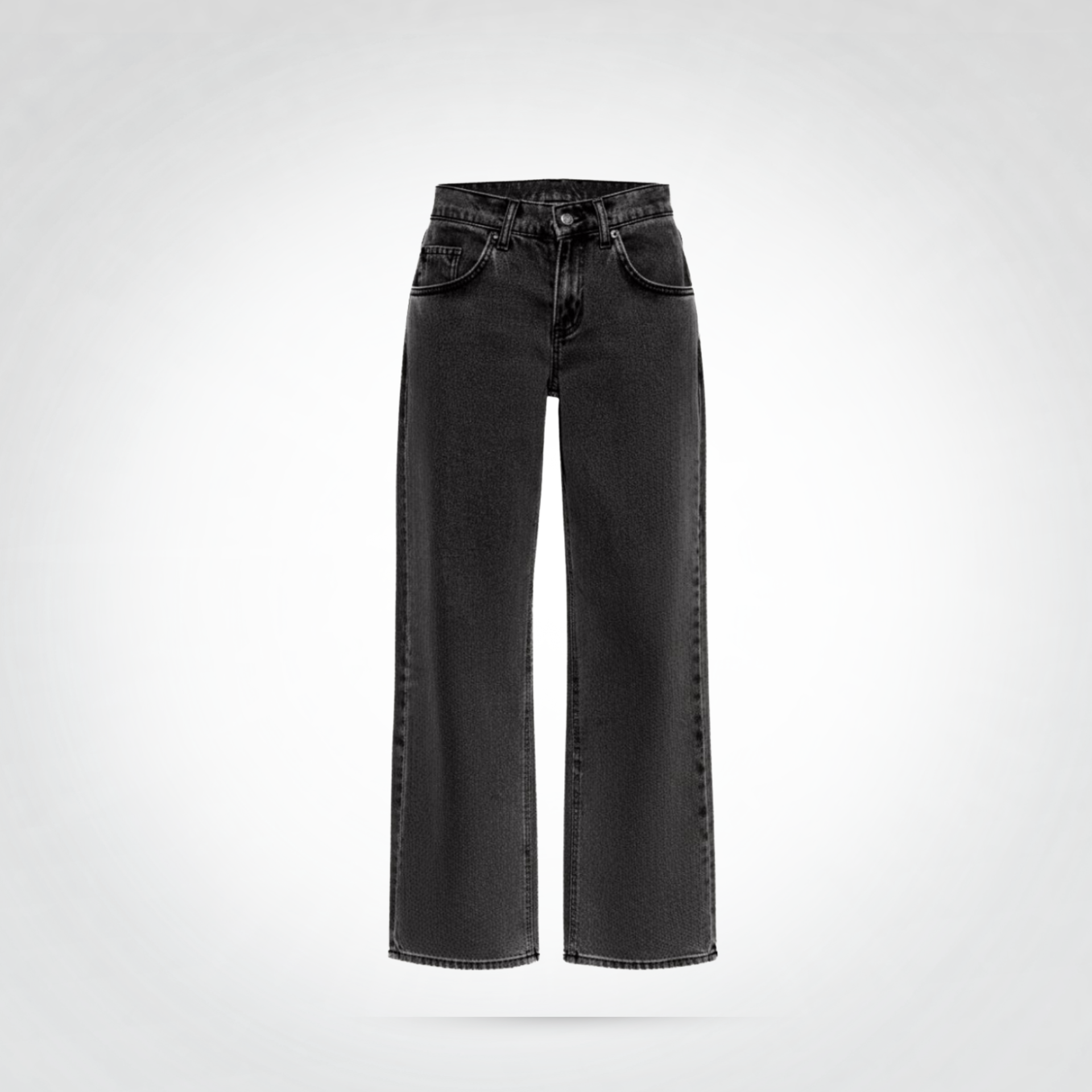 Mid-Rise Straight Jeans Black