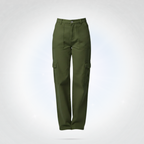 Straight Denim Cargo Pants With No Stretch And Pockets