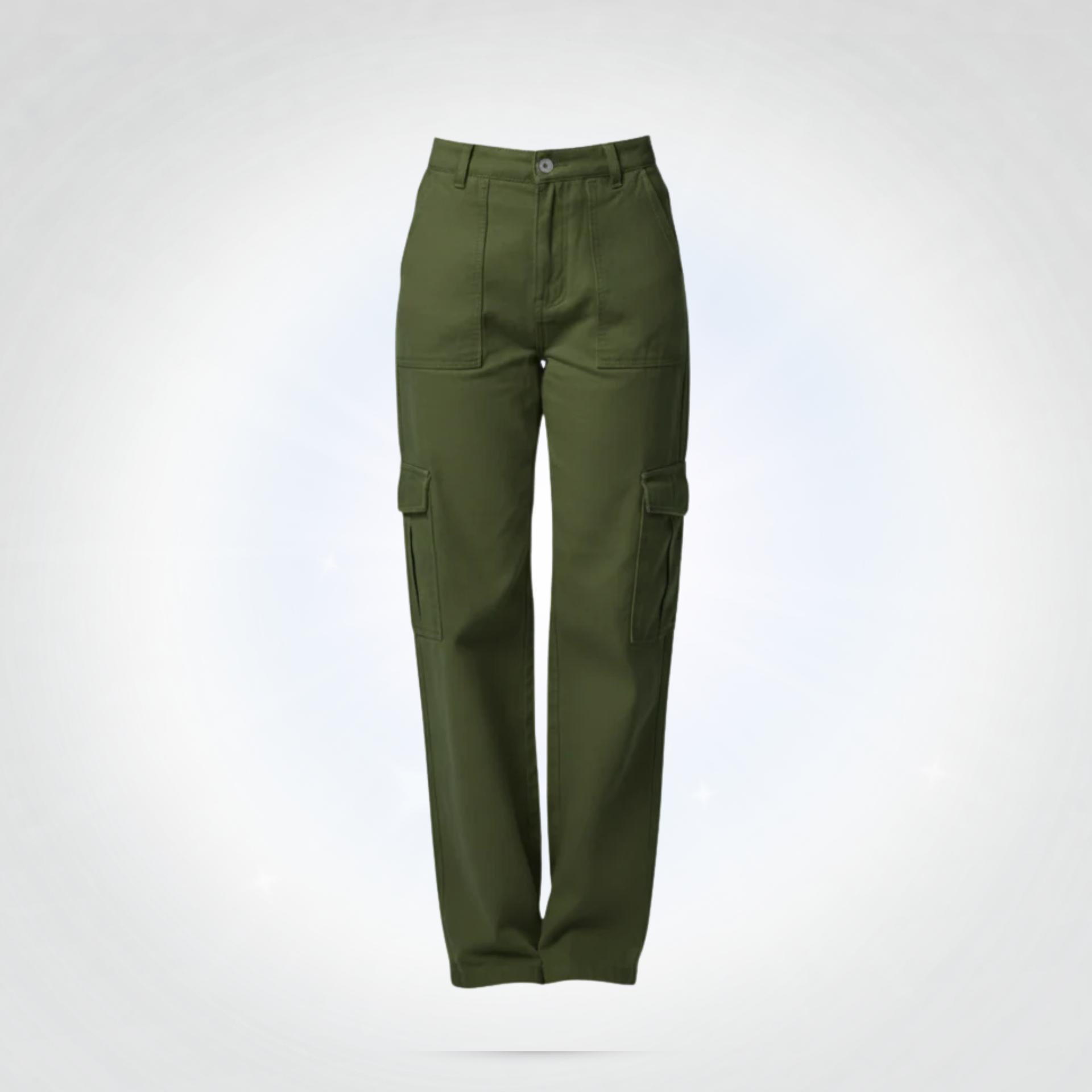 Straight Denim Cargo Pants With No Stretch And Pockets