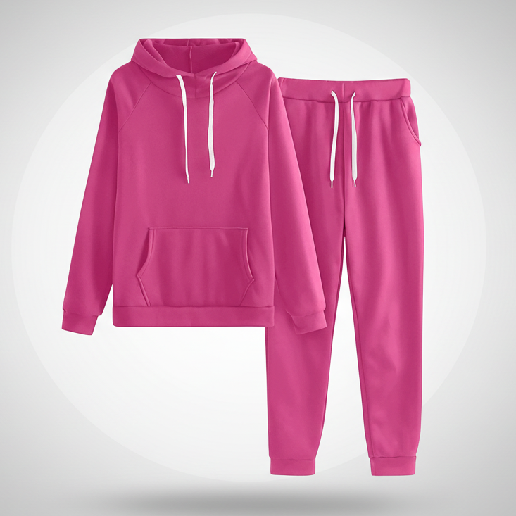 Two-Piece Oversized Sweat Set Hot Pink