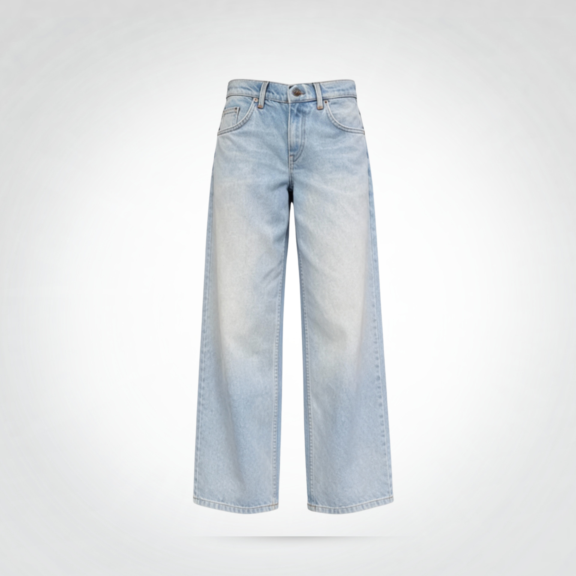 Mid-Rise Straight Jeans Light Wash