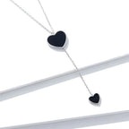 Sterling Silver Double Black Heart Necklace