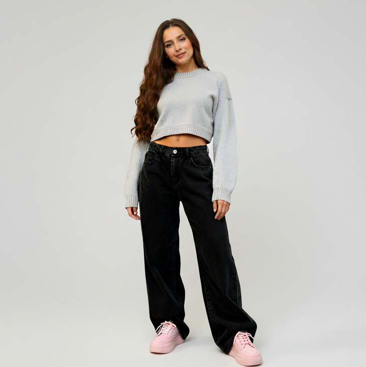 Mid-Rise Straight Jeans