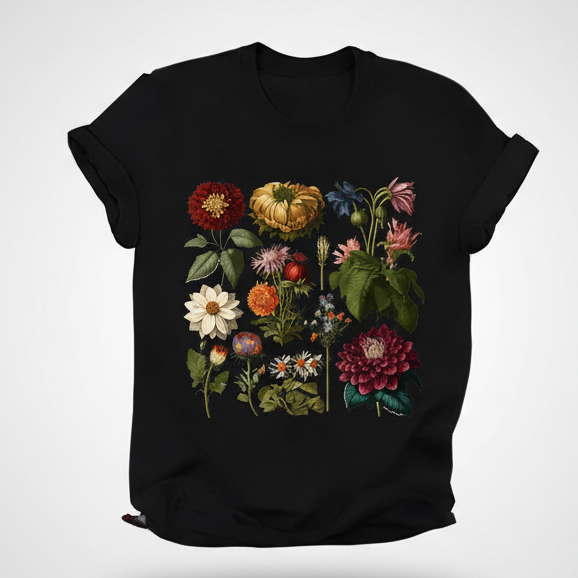 Floral T-shirt Black