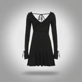 V-Neck Long Sleeve Dress Black