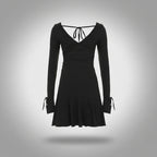 V-Neck Long Sleeve Dress Black