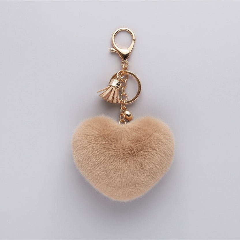 Heart Keychain Beige