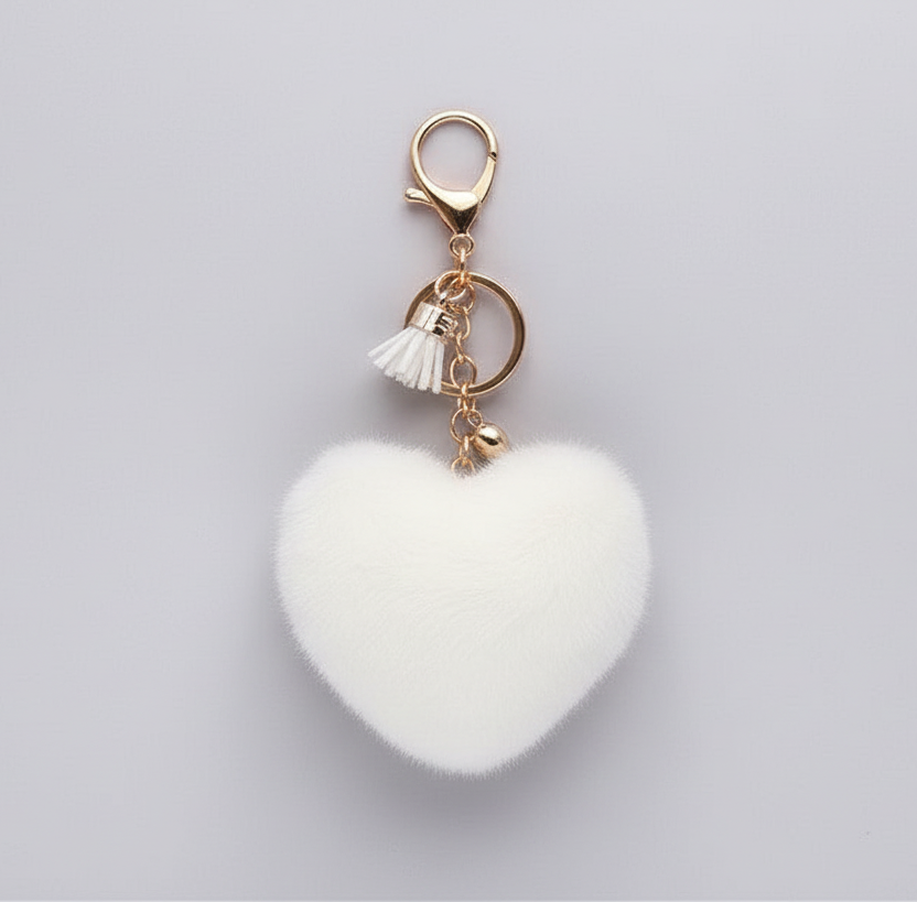 Heart Keychain White
