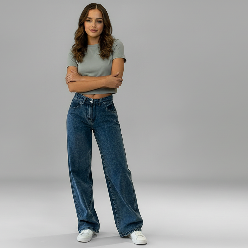 Mid-Rise Straight Jeans