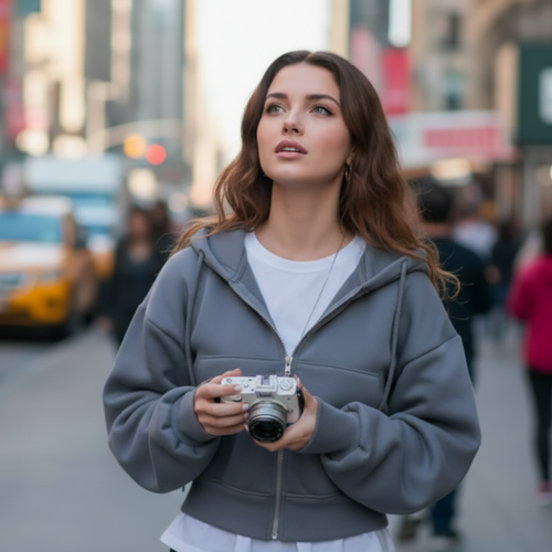 Cropped Zip-Up Hoodie