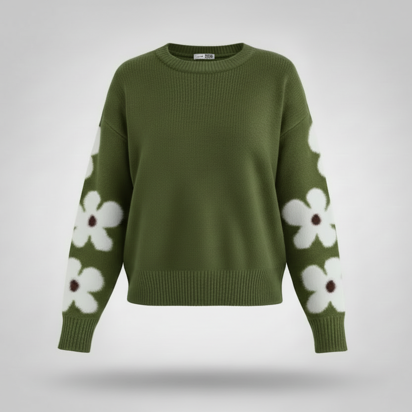 Flower Pullover Green